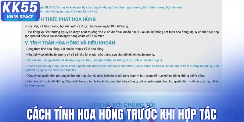 Cách tính hoa hồng trước khi hợp tác