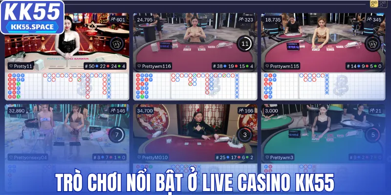 Game phổ biến của live casino tại KK55